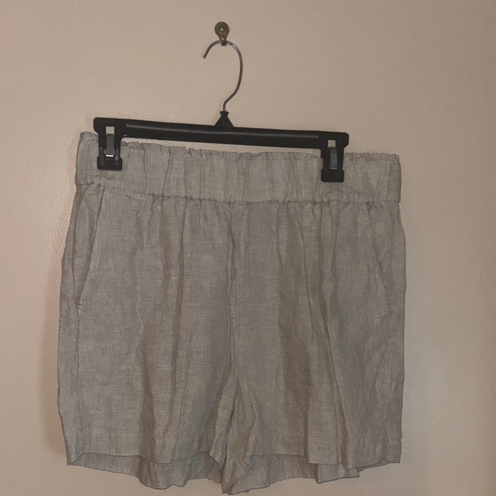 J. Crew High Waist Gray Linen Shorts